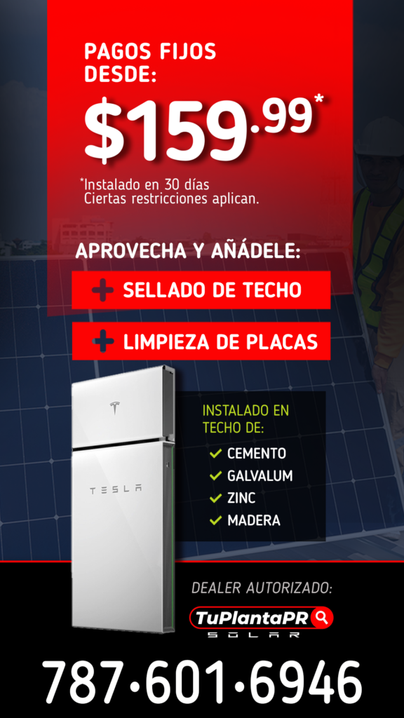 Promoción de instalación de placas solares con pagos fijos desde $159.99 en Puerto Rico